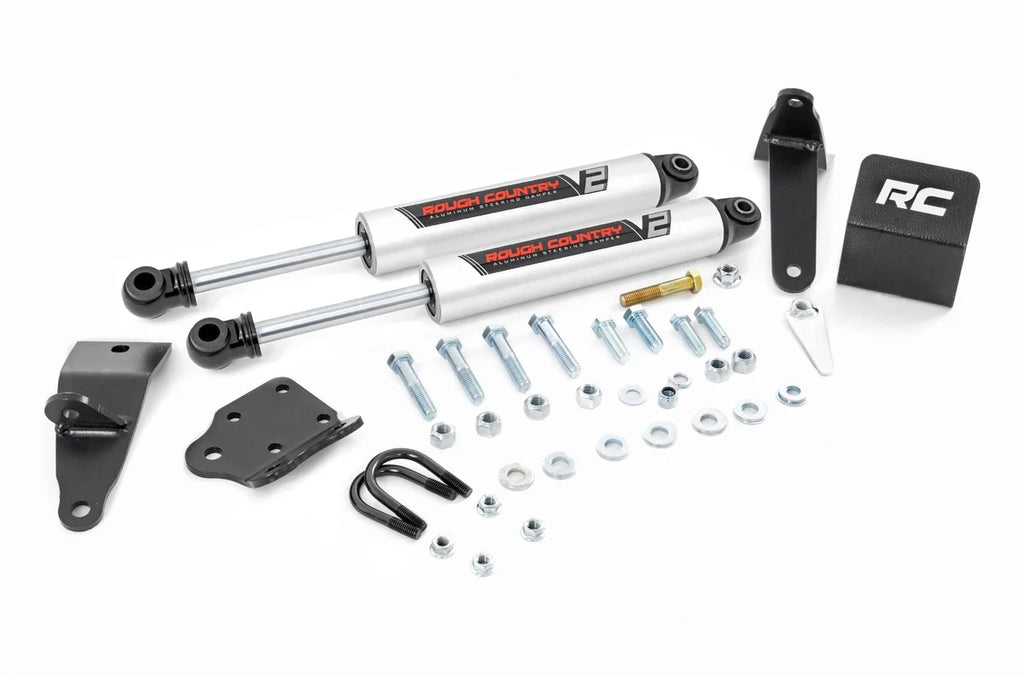 Rough Country V2 Steering Stabilizer | Dual | 2-8 Inch Lift | Ram 2500 (10-13)/3500 (10-12) 8749570