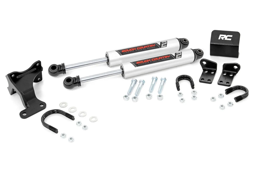 Rough Country V2 Steering Stabilizer | Dual | 2-8 Inch Lift | Jeep Wrangler JK/Wrangler Unlimited (07-18) 8734970