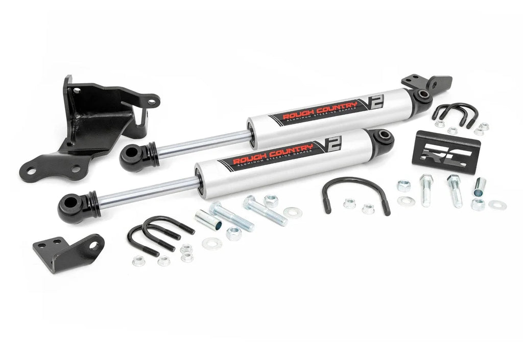 Rough Country V2 Steering Stabilizer | Dual | 2.5-8 Inch Lift | Jeep Gladiator JT/Wrangler JL (18-24) 8730470