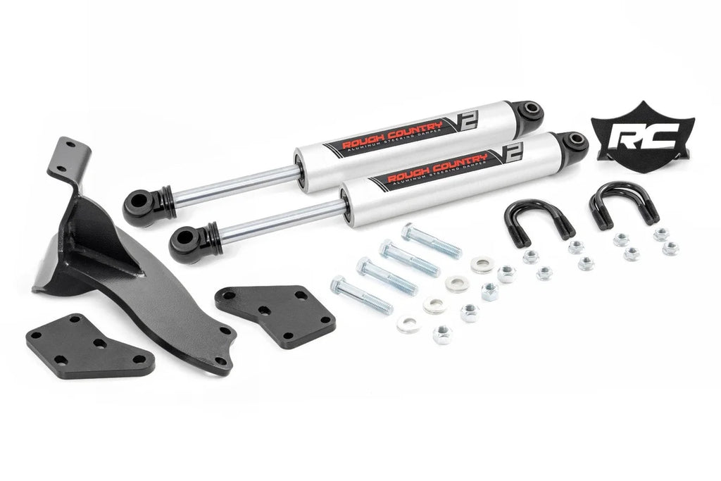 Rough Country V2 Steering Stabilizer | Dual | 2.5-8 Inch Lift | Ram 2500 (14-24)/3500 (13-24) 8749470
