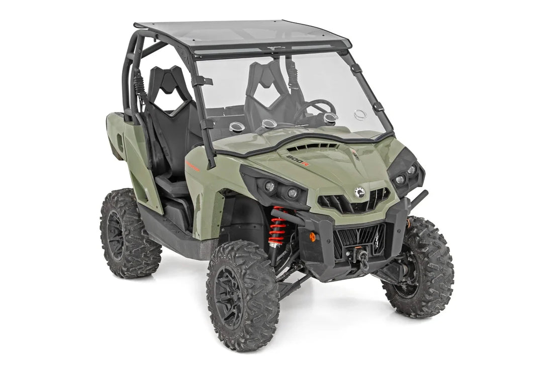 Rough Country Vented Full Windshield | Scratch Resistant | Can-Am Commander 1000 98212030 - Back View