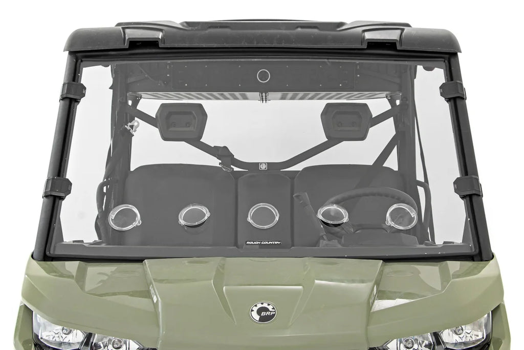 Rough Country Vented Full Windshield | Scratch Resistant | Can-Am Defender HD 5/HD 8/HD 9/HD 10 98262030 - Side View