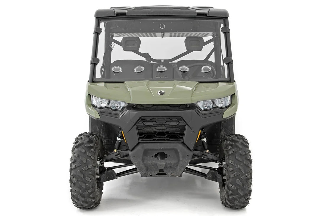Rough Country Vented Full Windshield | Scratch Resistant | Can-Am Defender HD 5/HD 8/HD 9/HD 10 98262030 - Back View
