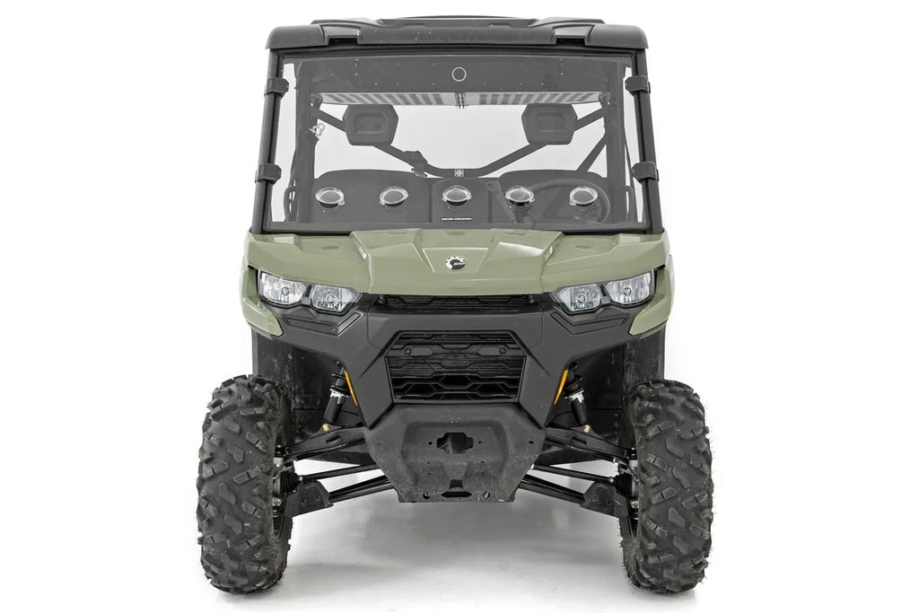 Rough Country Vented Full Windshield | Scratch Resistant | Can-Am Defender HD 5/HD 8/HD 9/HD 10 98262030 - Back View