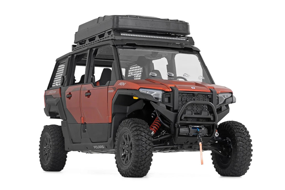 Rough Country Vented Full Windshield | Scratch Resistant | Polaris XPEDITION XP 5 - Angled View
