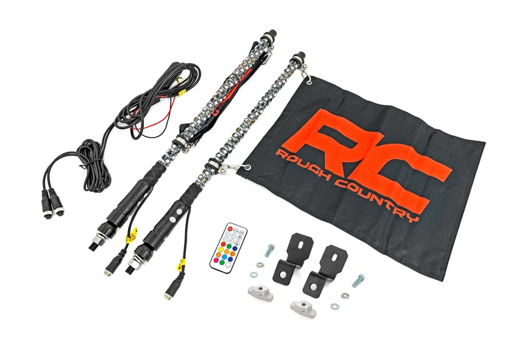 Rough Country Whip Mount | 2' Multl-Color LED Whip Pair | Can-AM Defender/Segway 93200 - Mounting View