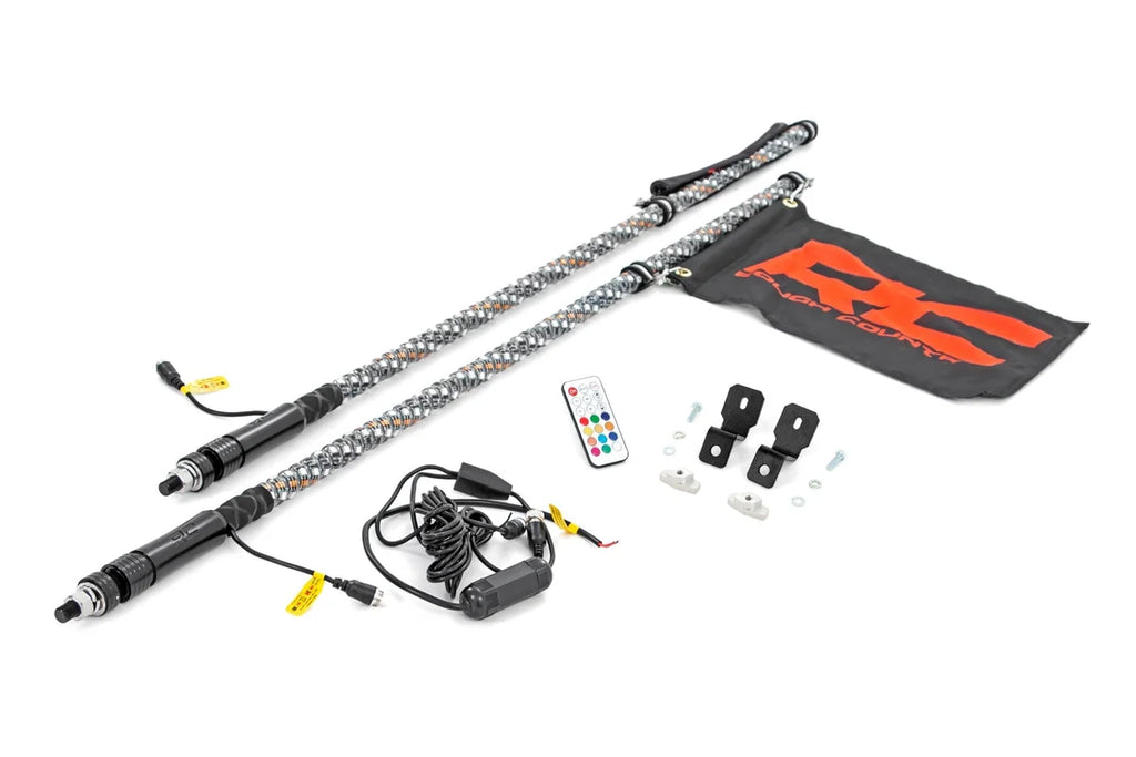 Rough Country Whip Mount | 4' Multl-Color LED Whip Pair | Can-AM Defender/Segway 93199 - Mounting View