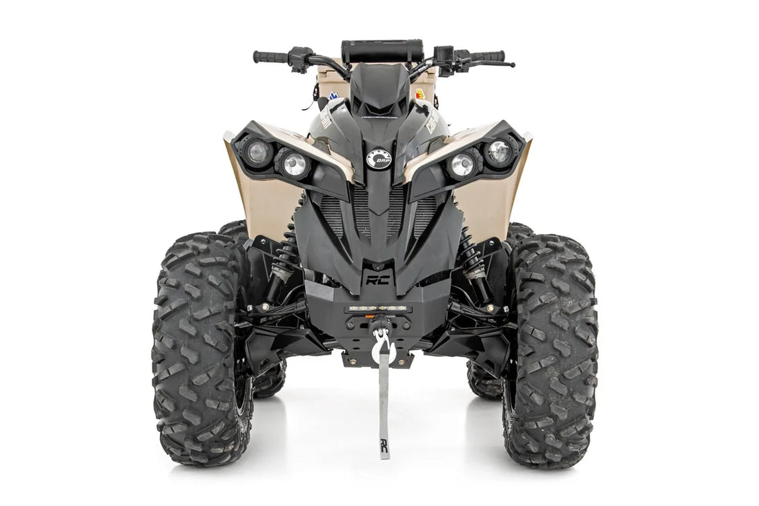 Rough Country Winch Bumper | Black Series LED | 6" Light | Slime Line | Can-Am Renegade 97072 - Installation View