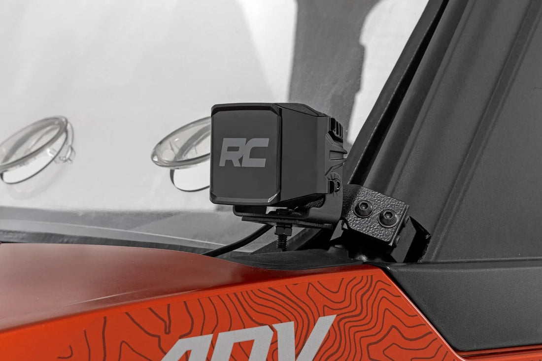 Rough CountryLED Light Kit | Front Mount | 2" Black Pair | Amber DRL | Polaris XPEDITION ADV 593303 - Installation View