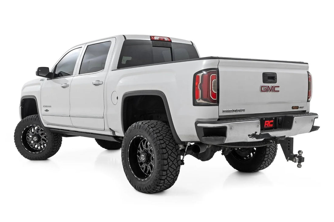 Rough CountryPower Running Boards | HT-Series | Crew Cab | Chevy/GMC 1500/2500HD/3500HD 2WD/4WDESR51518 - Installation View