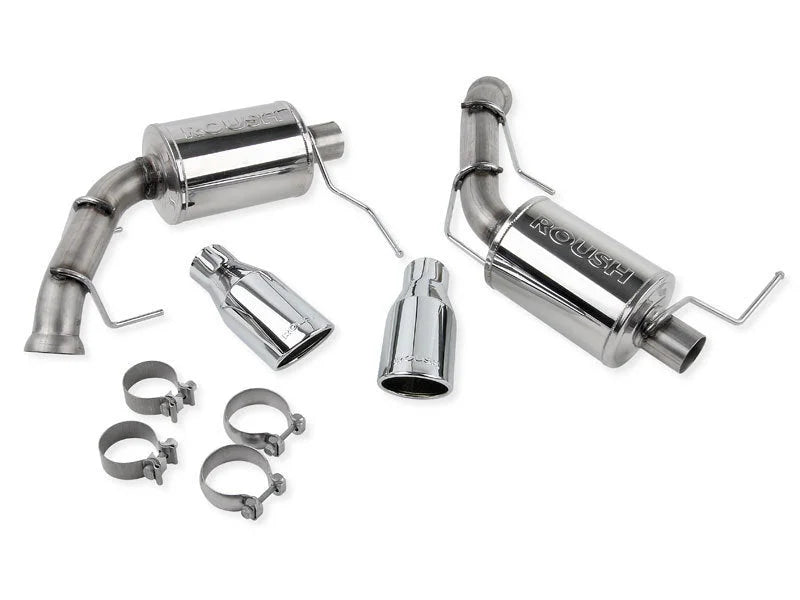 Roush 2011-2014 Ford Mustang V8 Enhanced Sound Dual Axle-Back w/ Round Tips - Side View