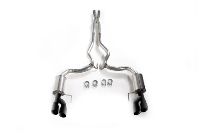 Roush Black Tip Cat Back Exhaust Kit (Quad Tip Non-Active) fits 2018-2023 Ford Mustang 5.0L V8 - Side View