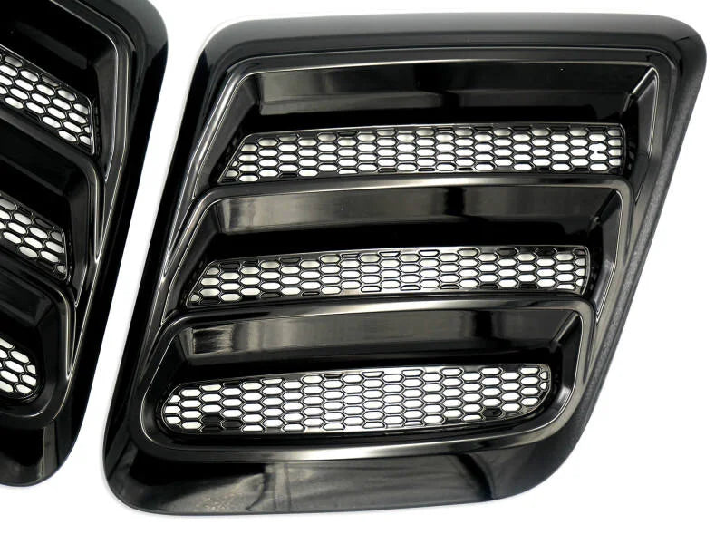 Roush Hood Heat Extractors - Gloss Black fits 2018-2023 Ford Mustang - Back View