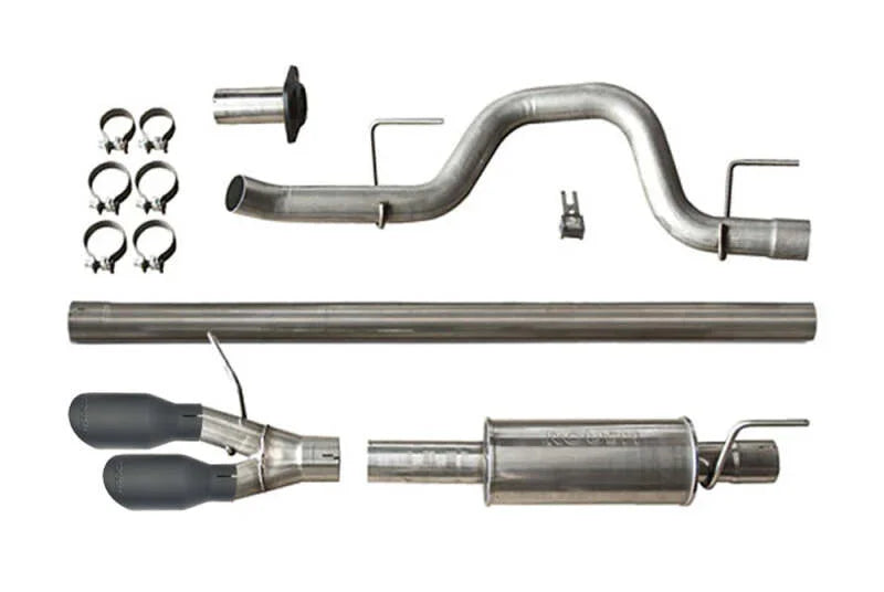 Roush Side Exit Black Tip Cat Back Exhaust fits 2010-2014 Ford F-150 / RAPTOR 6.2L - Side View