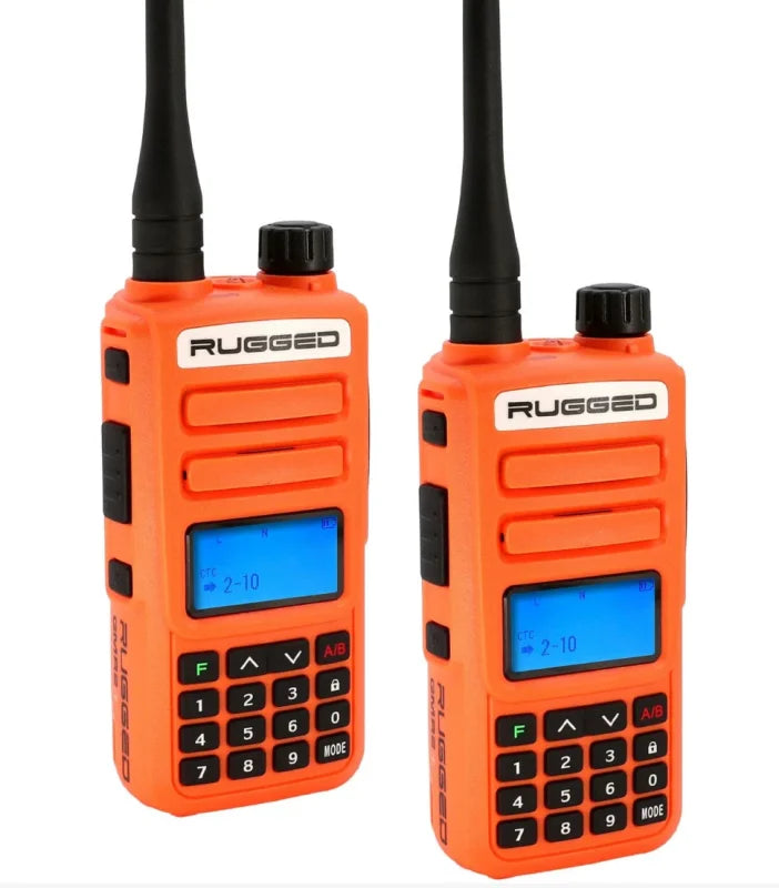 Rugged Radios 2 PACK - Rugged GMR2 PLUS - GMRS / FRS Two Way Handheld Radios Safety Orange - Side View
