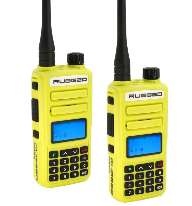 Rugged Radios 2 PACK - Rugged GMR2 PLUS - GMRS / FRS Two Way Handheld Radios Safety Yellow - Side View