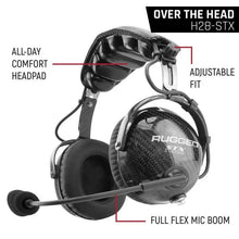 Load image into Gallery viewer, Rugged Radios AlphaBass Carbon Fiber Headset for STEREO and OFFROAD Intercoms Behind The Head - Side View