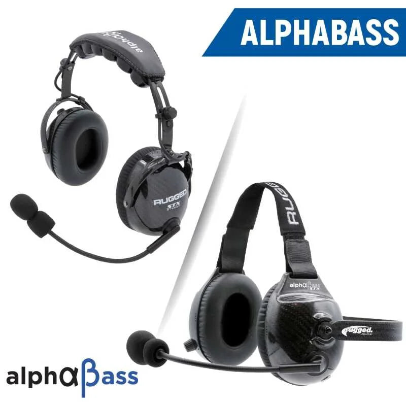 Rugged Radios AlphaBass Carbon Fiber Headset for STEREO and OFFROAD Intercoms Over The Head - Side View