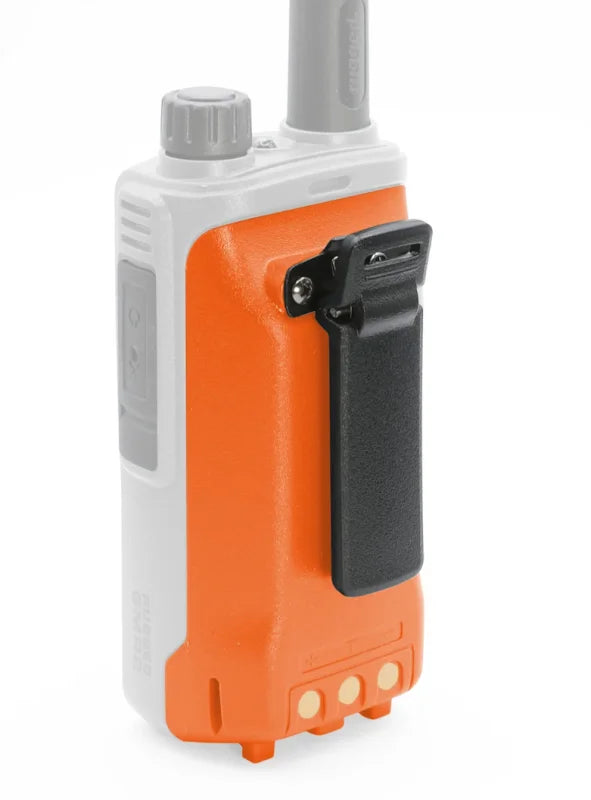 Rugged Radios GMR2/GMR2 PLUS Handheld Long-Lasting XL Lithium Battery w/USB Charging Safety Orange - Side View