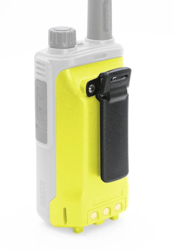 Rugged Radios GMR2/GMR2 PLUS Handheld Long-Lasting XL Lithium Battery w/USB Charging Safety Yellow - Side View