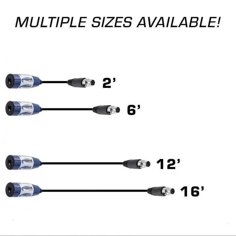 Rugged Radios OFFROAD Straight Cable to Intercom (Select Length) 16 Feet - Side View