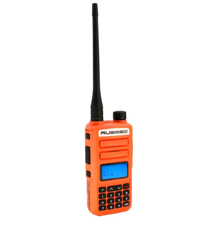 Rugged Radios Rugged GMR2 PLUS - GMRS / FRS Two Way Handheld Radio Safety Orange - Side View
