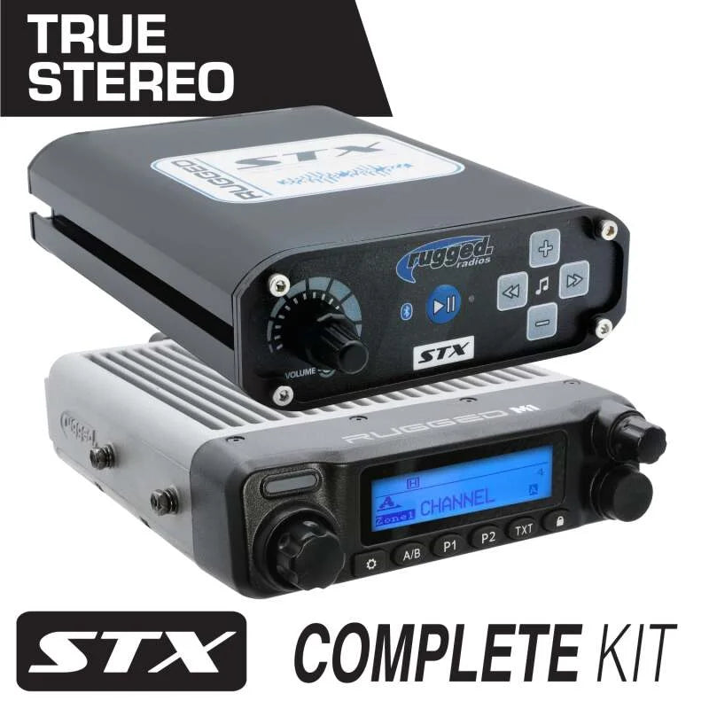 Rugged Radios STX STEREO Complete Master Comm Kit w/ Intercom - 2-Way Radio M1 VHF Business Band - Side View