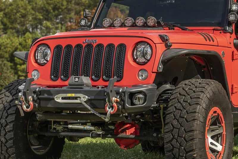 Rugged Ridge 07-18 Jeep Wrangler JK Arcus Front Bumper Set w/Tray & Hooks - Side View