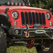 Load image into Gallery viewer, Rugged Ridge 07-18 Jeep Wrangler JK Arcus Front Bumper Set w/Tray &amp; Hooks - Installation View