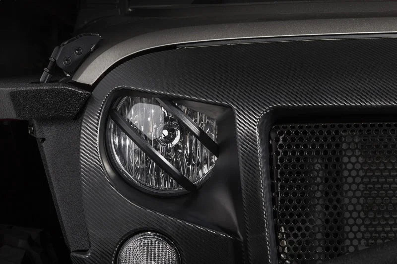 Rugged Ridge 07-18 Jeep Wrangler JK Black Elite Pivotal Headlight Euro Guard - Installation View