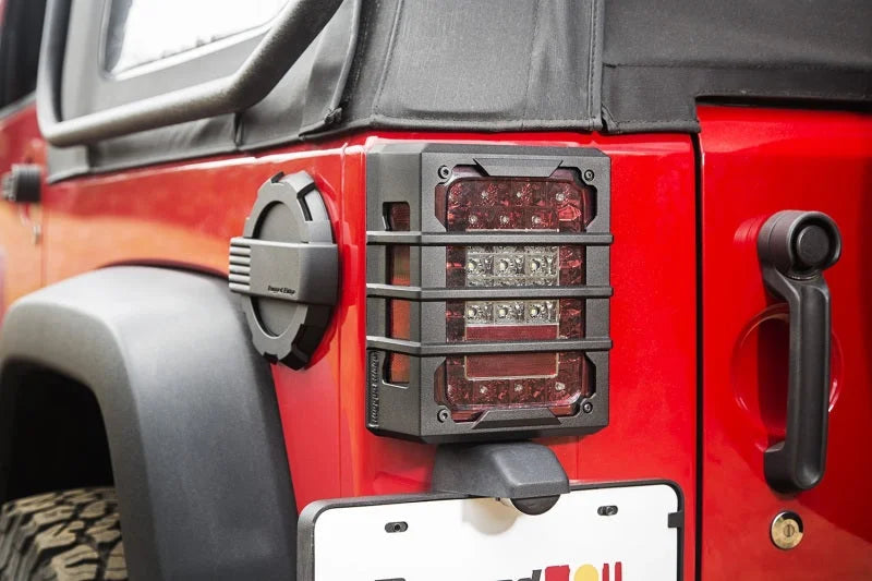 Rugged Ridge 07-18 Jeep Wrangler JK Black Elite Tail Light Guards - Side View