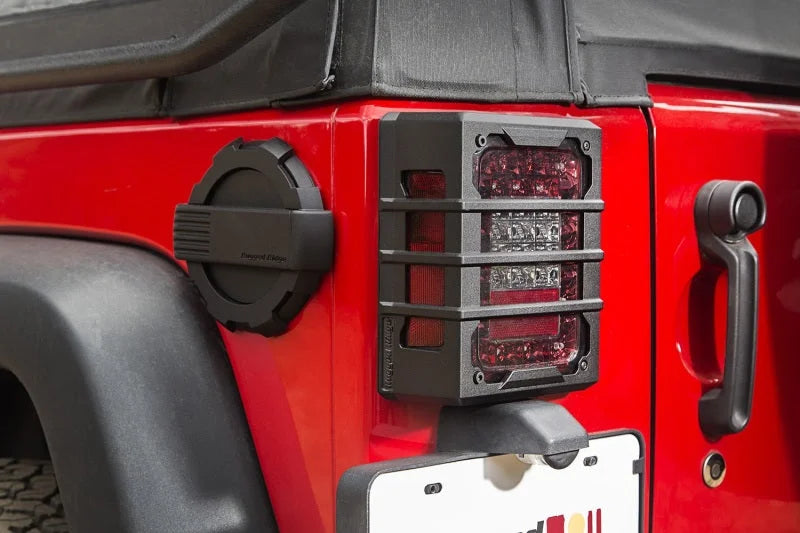 Rugged Ridge 07-18 Jeep Wrangler JK Black Elite Tail Light Guards - Back View