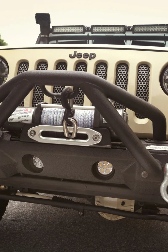 Rugged Ridge 07-18 Jeep Wrangler JK Bumper Mounted Circular LED Light & Mount Kit - Side View