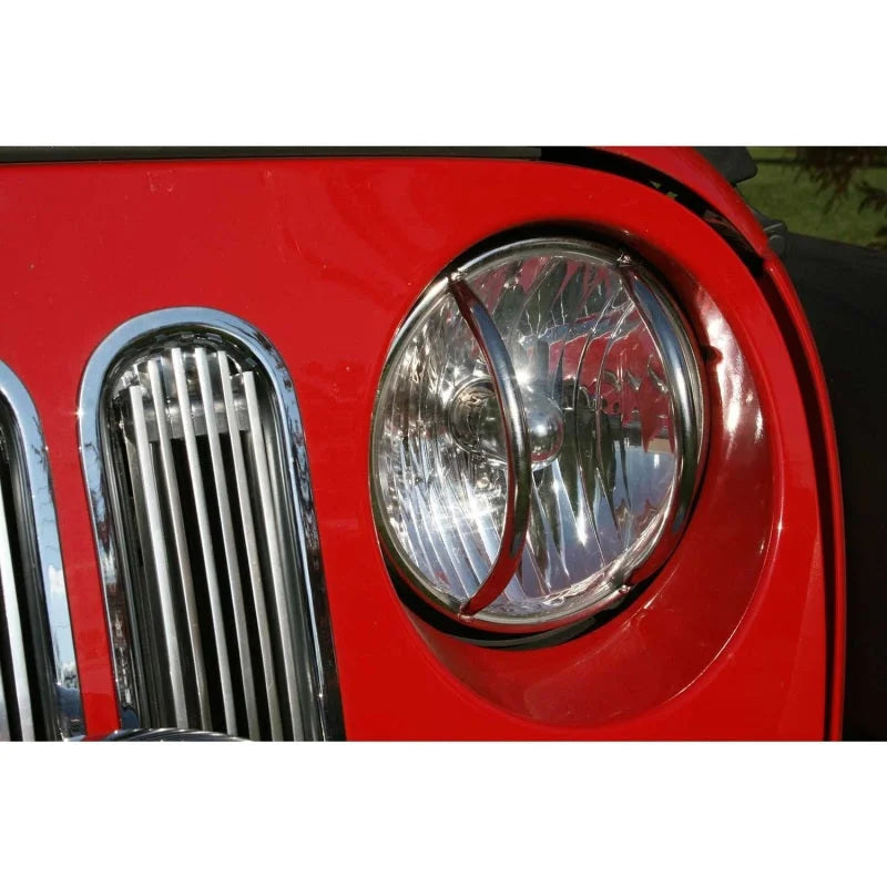 Rugged Ridge 07-18 Jeep Wrangler JK Stainless Steel Headlight Euro Guard Kit - Side View