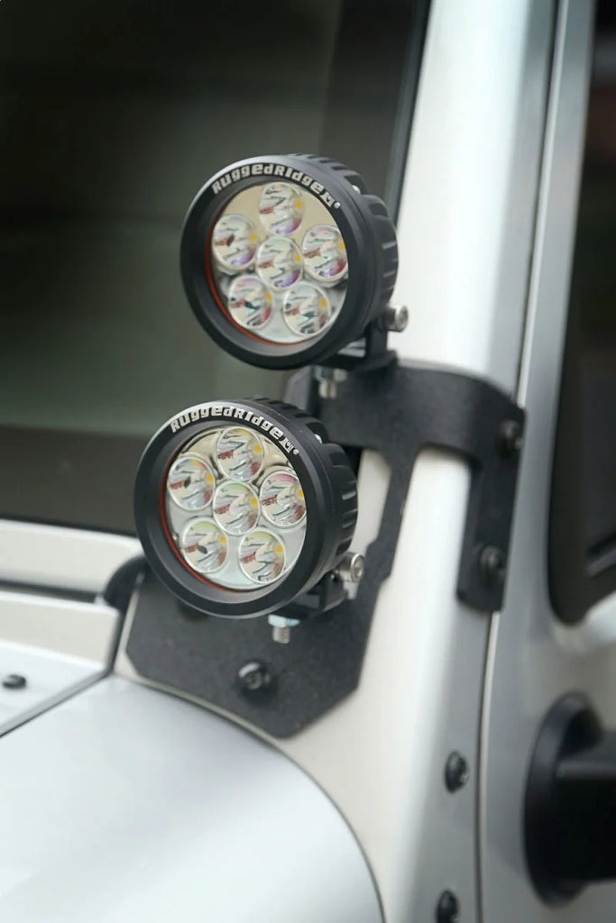 Rugged Ridge 07-18 Jeep Wrangler JK Textured Black A Pillar Light Mount - Side View