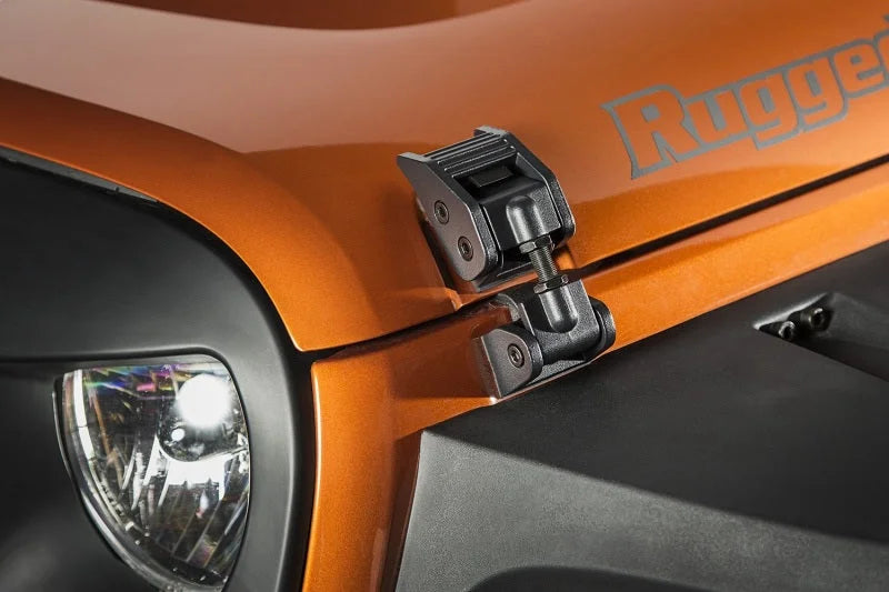 Rugged Ridge 07-18 Jeep Wrangler JK Textured Black Hood Catches - Back View
