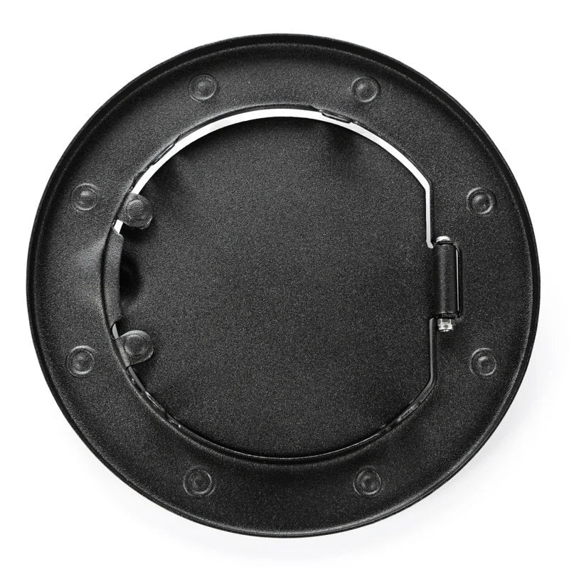Rugged Ridge 07-18 Jeep Wrangler JK Textured Black Non-Locking Gas Cap Door - Detail View