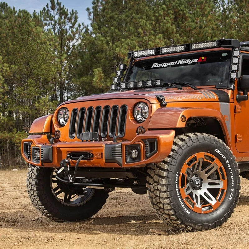 Rugged Ridge 07-18 Jeep Wrangler JK Turn/Side/Fog Light Elite Euro Guard Kit - Side View
