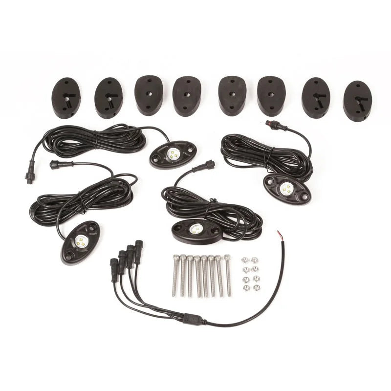 Rugged Ridge 07-18 Jeep Wrangler JK White 4-Piece LED Rock Light Kit - Main Product View