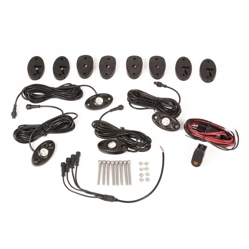 Rugged Ridge 07-18 Jeep Wrangler JK White 4-Piece LED Rock Light Kit w/ Harness - Main Product View