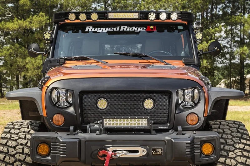 Rugged Ridge 07-18 Jeep Wrangler JK/JKU Textured Black Elite Headlight Euro Guards - Additional View 5