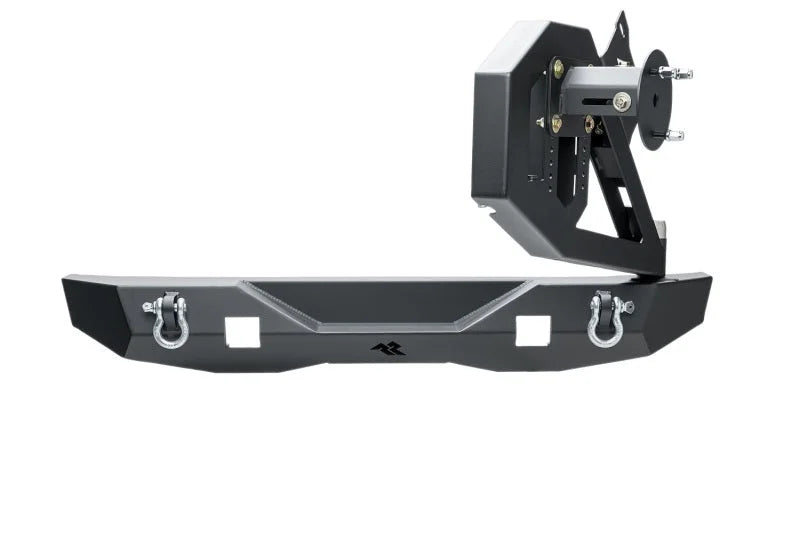 Rugged Ridge 07-18 Jeep Wrangler (JK/JKU) XOR Rear Bumper w/Swing Out Tire Carrier - Tex. Blk - Installation View