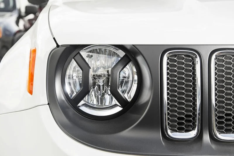 Rugged Ridge 15-18 Jeep Renegade BU Black Headlight Euro Guards Texture - Back View