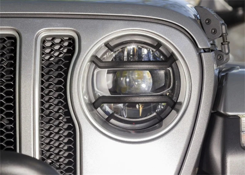 Rugged Ridge 18-20 Jeep Wrangler JL / 2020 Jeep Gladiator JT Black Elite Headlight Guards Black - Main Product View