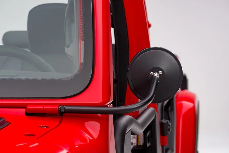 Rugged Ridge 18-20 Jeep Wrangler JL/JT (2dr + 4dr Excl. Rubicon 392) Round Trail Mirror - Back View
