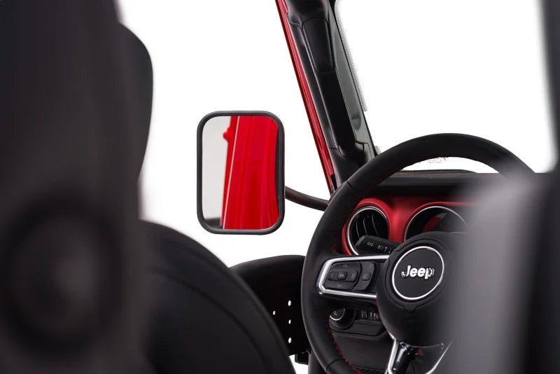 Rugged Ridge 18-20 Jeep Wrangler JL/JT Rectangular Trail Mirror - Installation View
