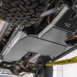 Load image into Gallery viewer, Rugged Ridge 18-23 Jeep Wrangler JLU 4dr Alum. Skid Plate for Gas Tank/Exhaust - Tex. Blk - Back View