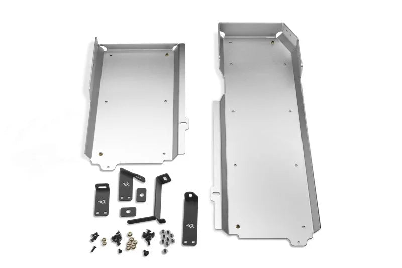 Rugged Ridge 18-23 Jeep Wrangler JLU 4dr Alum. Skid Plate for Gas Tank/Exhaust - Tex. Blk - Installation View