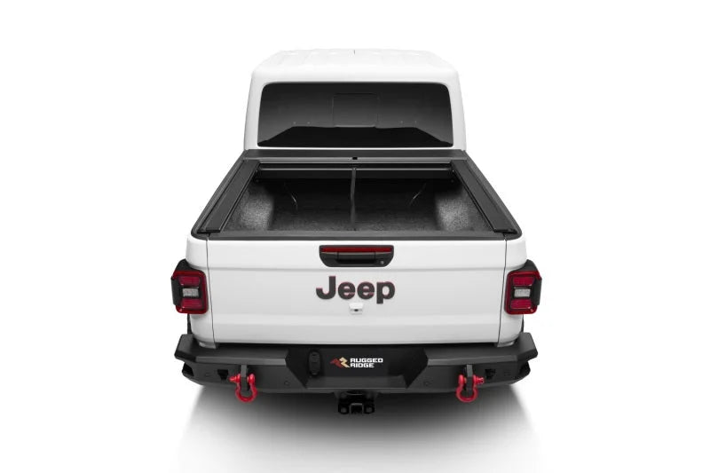 Rugged Ridge 20-22 Jeep Gladiator w/Trail Rail Sys Armis Tonneau Cover w/Max Track - Tex. Blk - Side View