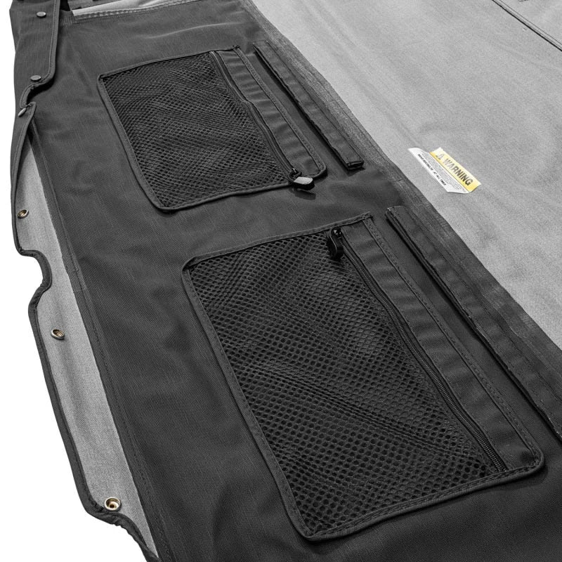 Rugged Ridge 2018+ Jeep Wrangler JLU 4 Dr Black Diamond Stitch Cloth Voyager Top (Tinted) - Installation View